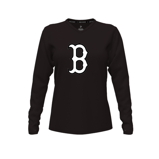 [FTLVPTBK-FYXS-LOGO1] Decker Performance T-Shirt (Female Youth XS, Black, V Neck, Logo 1, Long Sleeve)